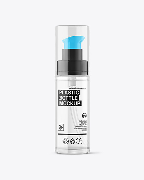 Clear Cosmetic Bottle with Pump Mockup