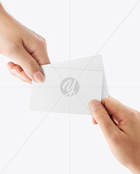 Textured Business Cards in Hands Mockup