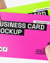 Textured Business Cards in Hands Mockup