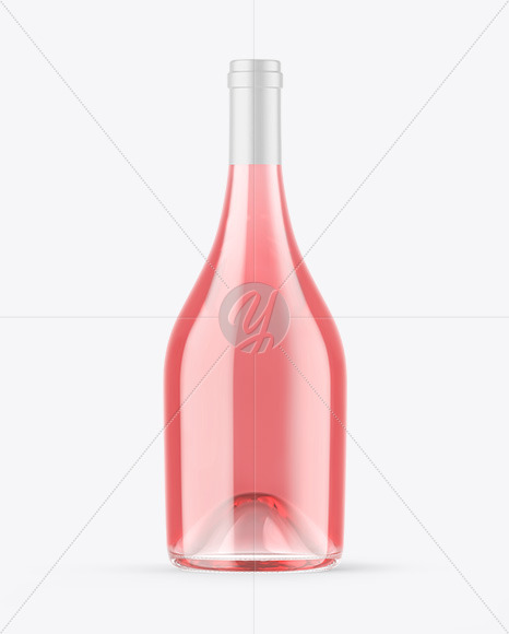 Clear Glass Pink Wine Bottle Mockup