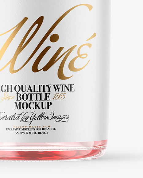 Clear Glass Pink Wine Bottle Mockup