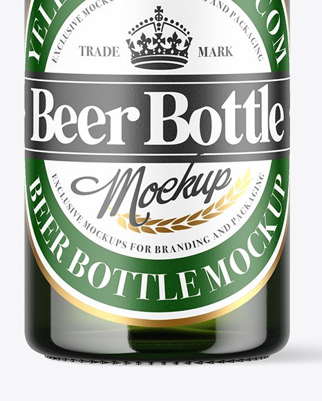 Green Glass Beer Bottle Mockup