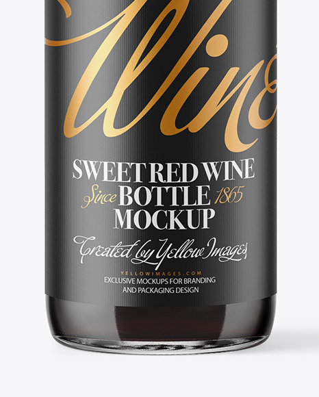 Clear Glass Bottle With Red Wine Mockup