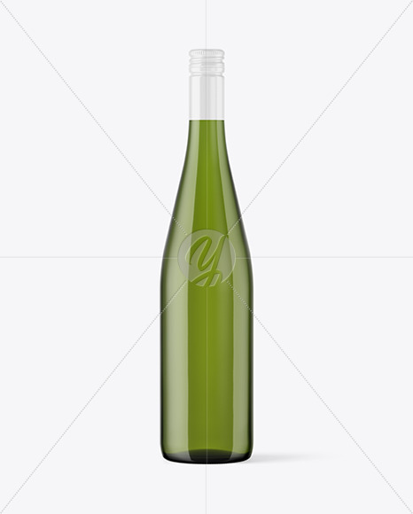 Green Glass White Wine Bottle Mockup