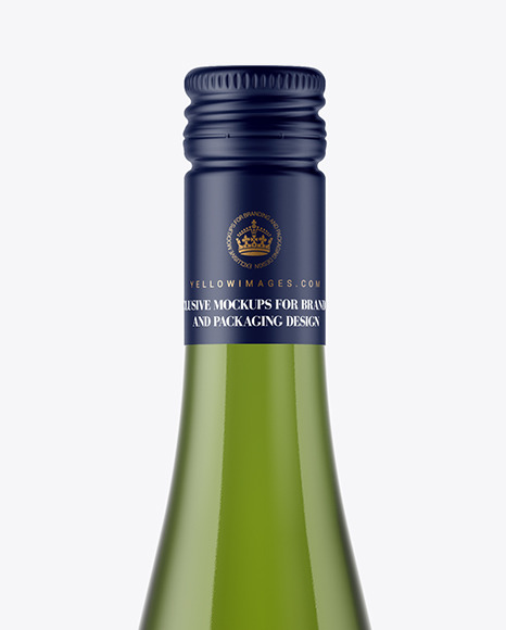 Green Glass White Wine Bottle Mockup