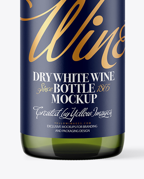 Green Glass White Wine Bottle Mockup