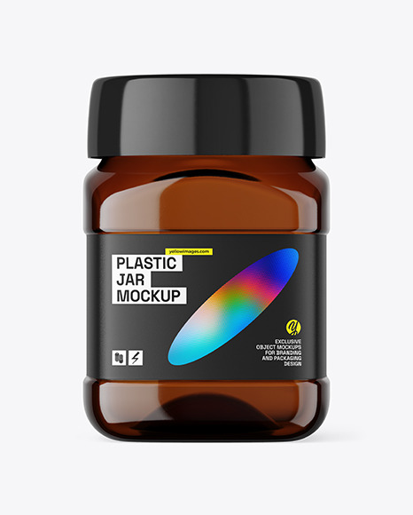 Amber Plastic Jar Mockup