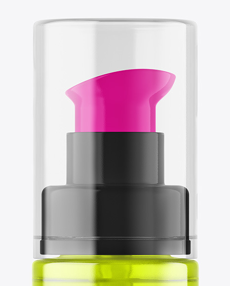 Color Glass Cosmetic Bottle with Pump Mockup