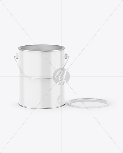 Opened Glossy Paint Bucket Mockup