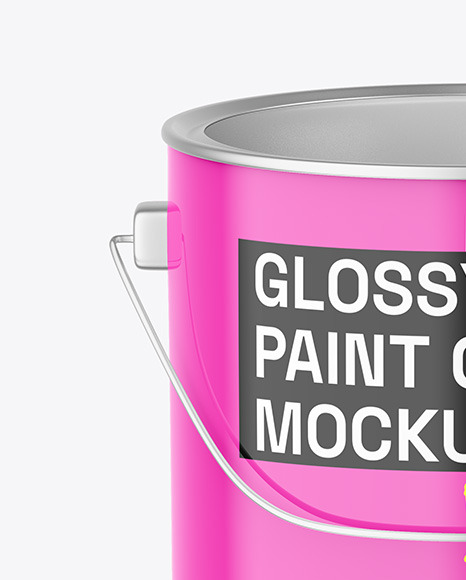 Opened Glossy Paint Bucket Mockup