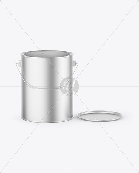 Opened Metallic Paint Bucket Mockup