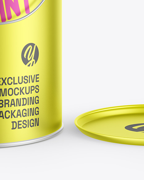 Opened Metallic Paint Bucket Mockup