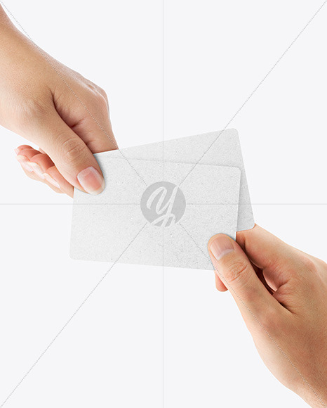 Kraft Business Cards in Hands Mockup