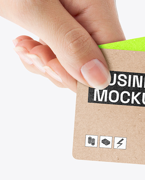 Kraft Business Cards in Hands Mockup