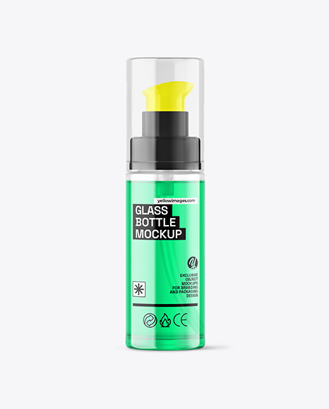 Color Liquid Cosmetic Bottle with Pump Mockup