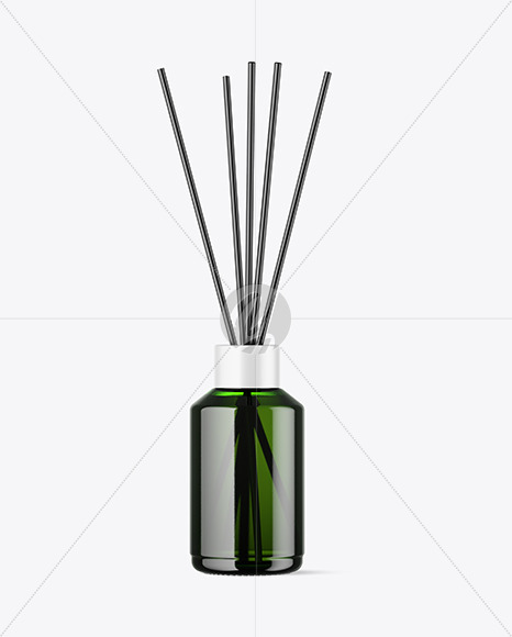 Green Diffuser Glass Bottle Mockup