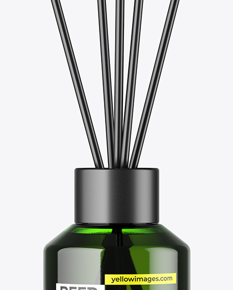 Green Diffuser Glass Bottle Mockup