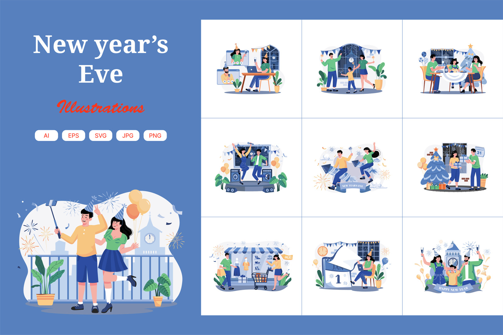 M549_New year’s Eve Illustration Pack