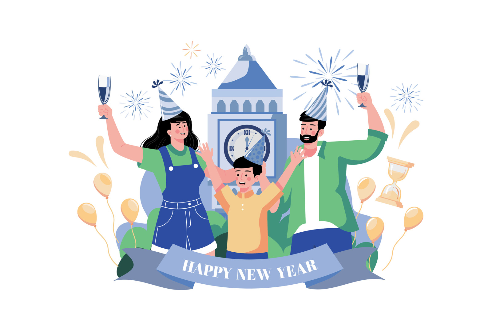 M549_New year’s Eve Illustration Pack