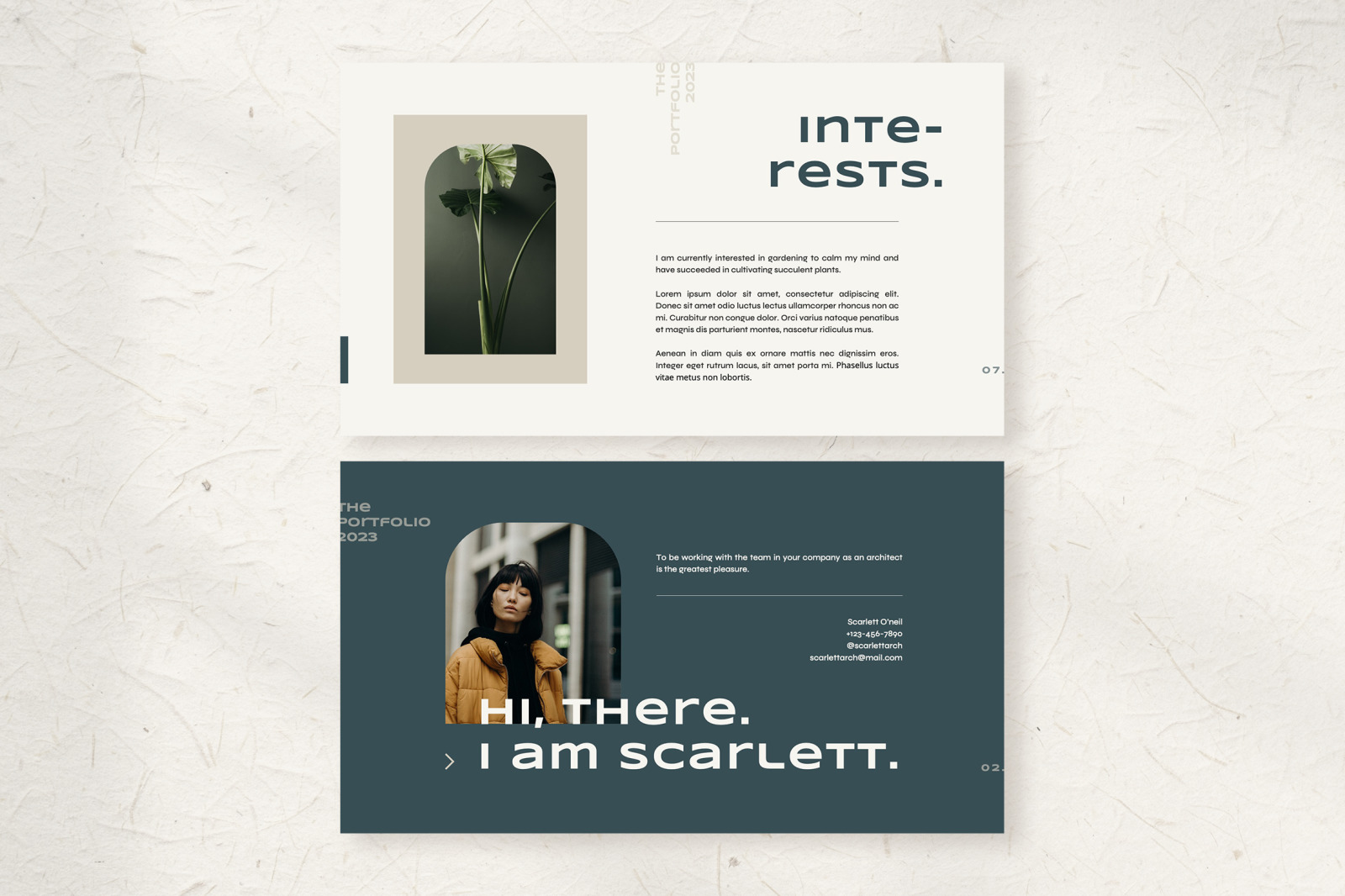 Scarlett – Emerald White Minimalist Personal Portfolio Presentation