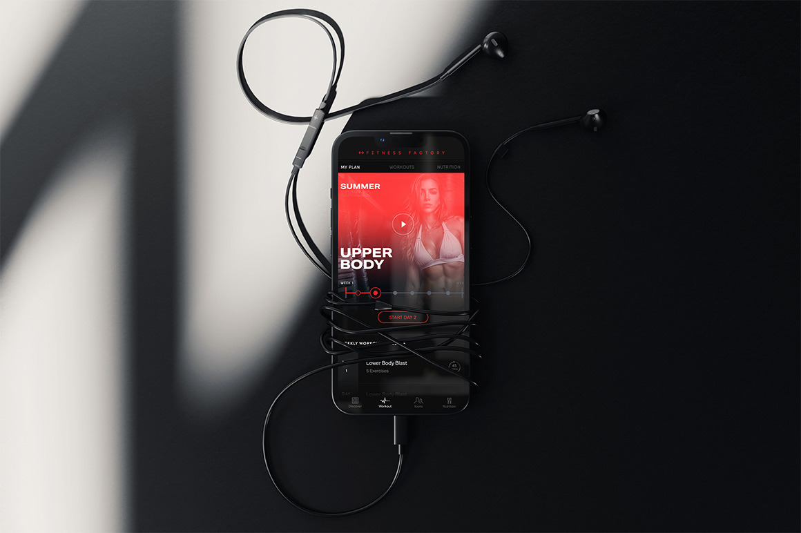 Smartphone With Headphones Mockup Smartphone With Headphones Mockup