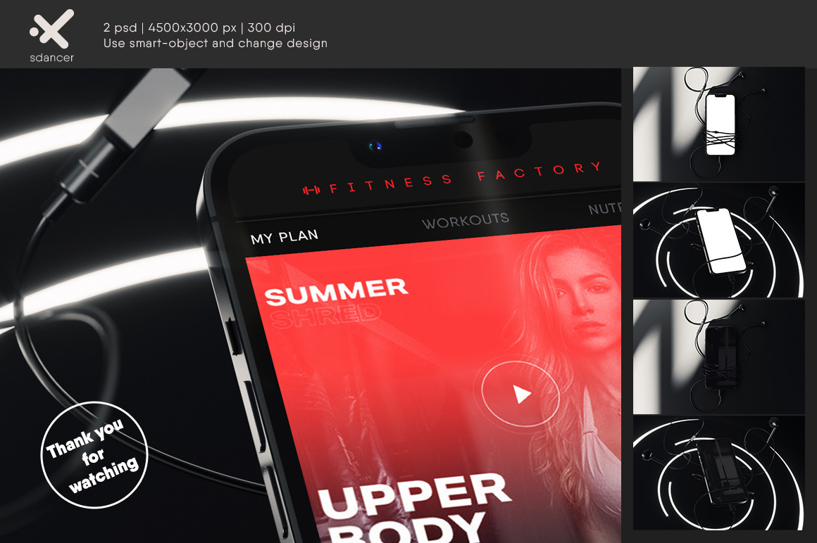 Smartphone With Headphones Mockup Smartphone With Headphones Mockup