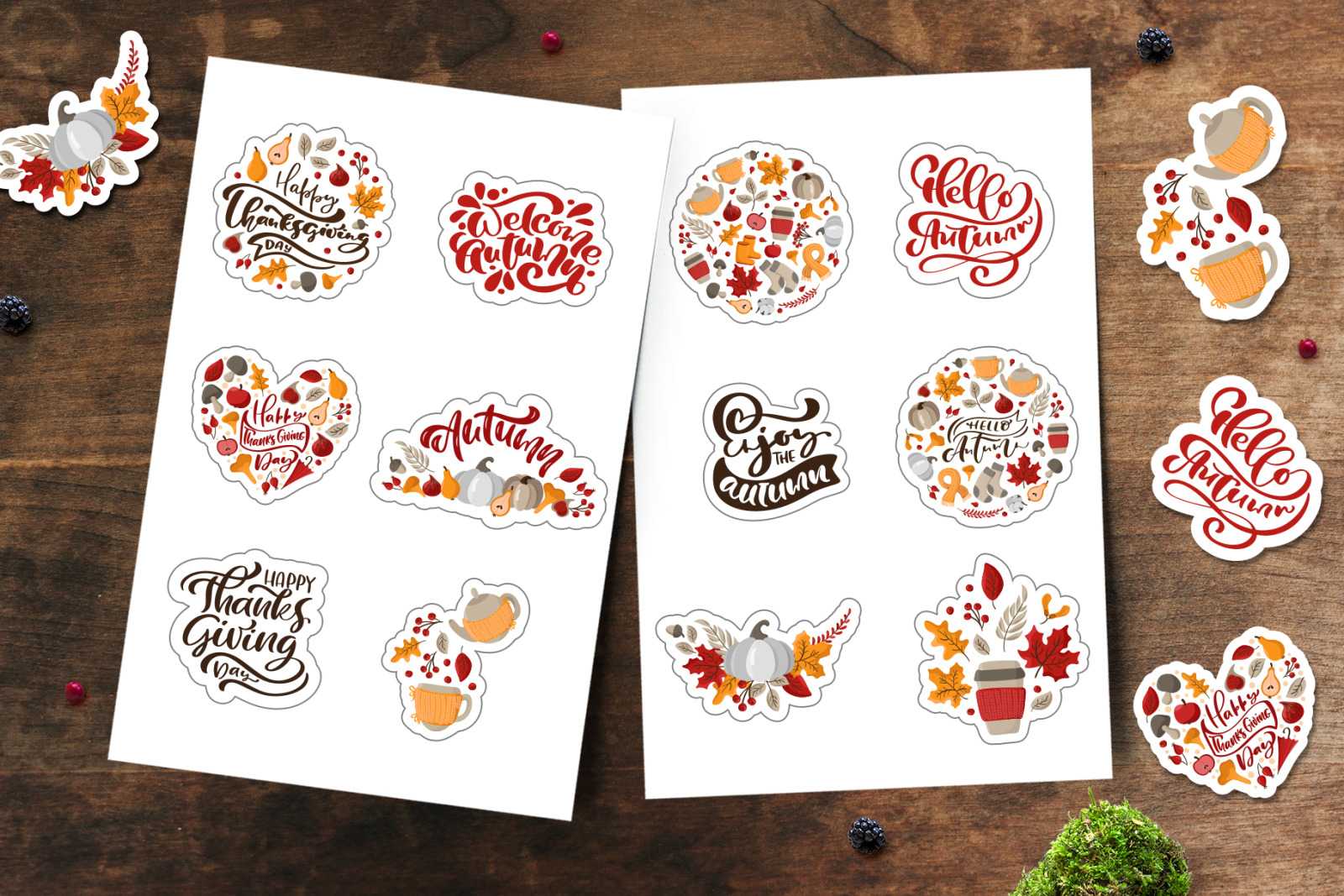 12 Cutting Autumn Stickers Pack