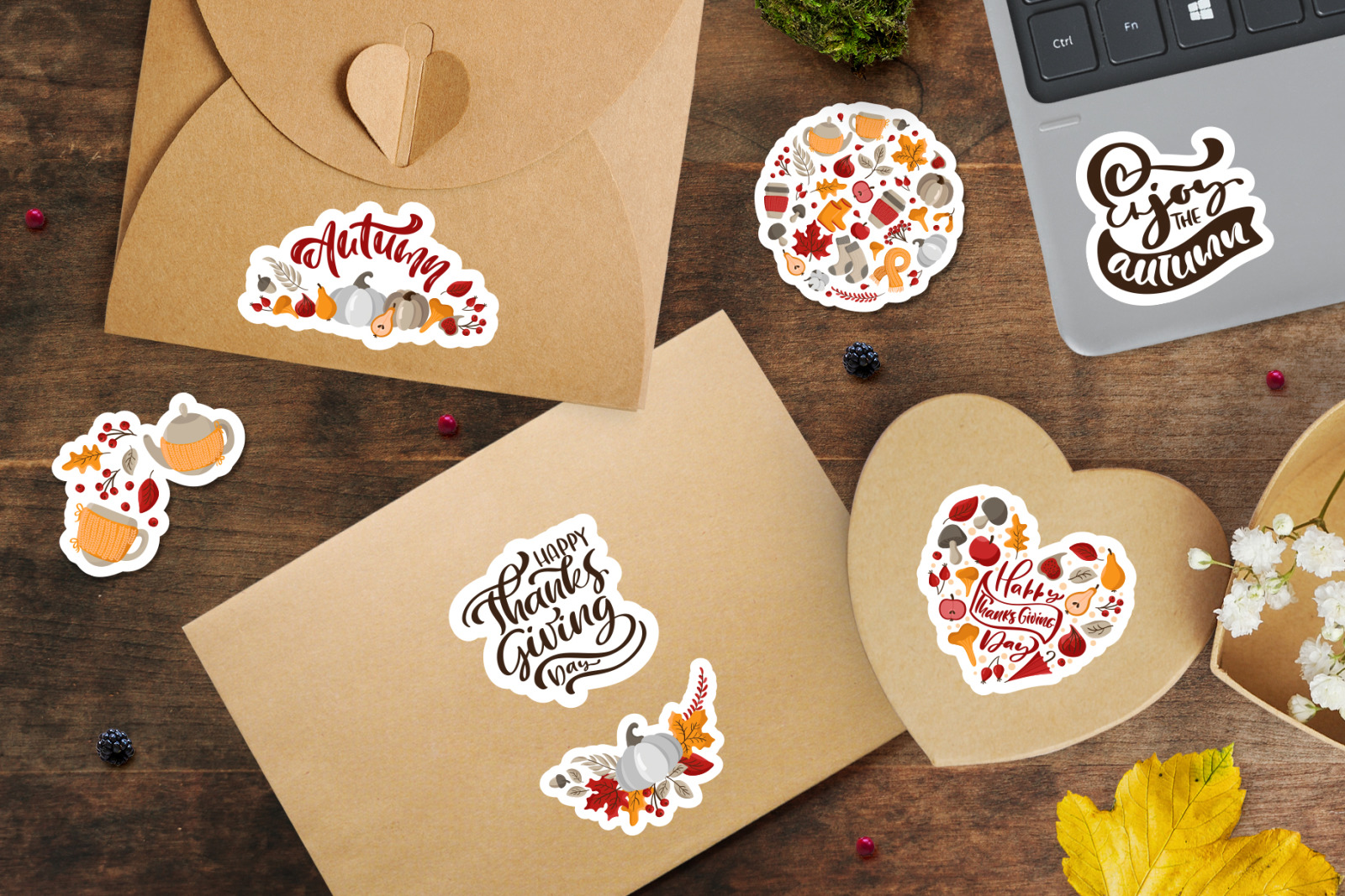 12 Cutting Autumn Stickers Pack