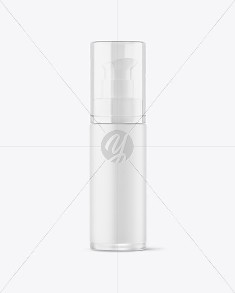 Frosted Glass Cosmetic Bottle with Pump Mockup