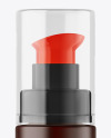 Frosted Amber Glass Cosmetic Bottle with Pump Mockup