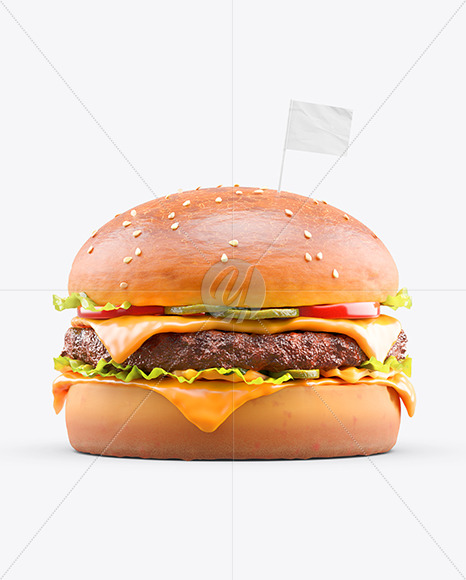 Burger with Flag Mockup