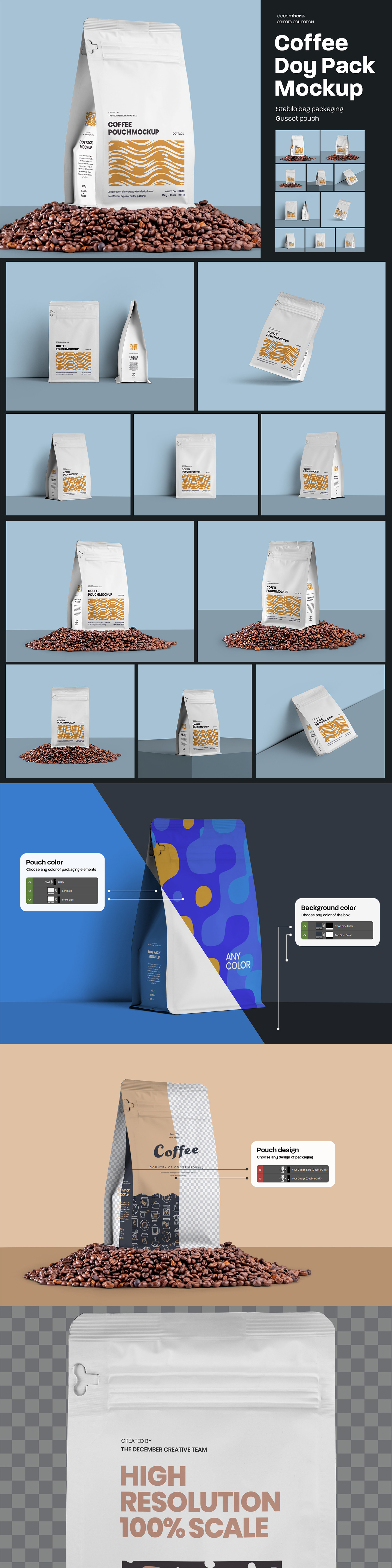 10 Coffee Bags Mockups