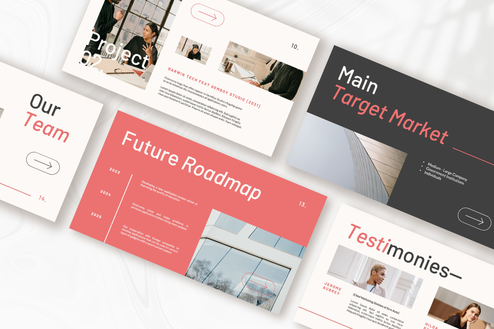 Darwin – White Pink Bold Clean Pitch Deck Presentation Template