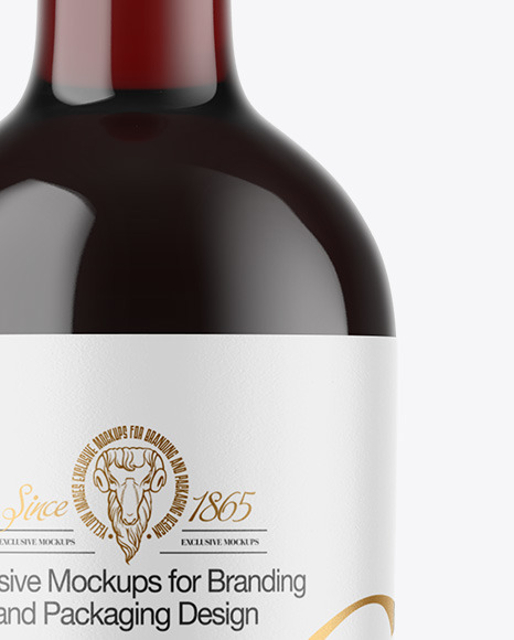 Clear Glass Red Wine Bottle Mockup