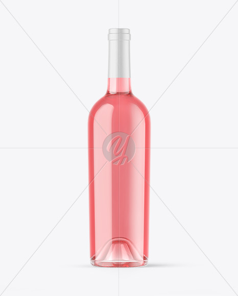 Clear Glass Pink Wine Bottle Mockup