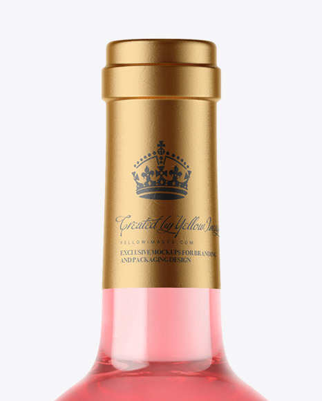 Clear Glass Pink Wine Bottle Mockup