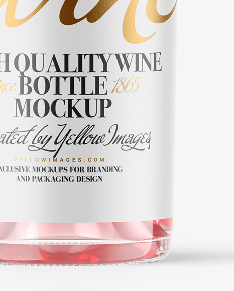 Clear Glass Pink Wine Bottle Mockup