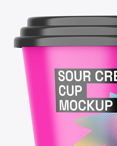 Glossy Sour Cream Cup Mockup