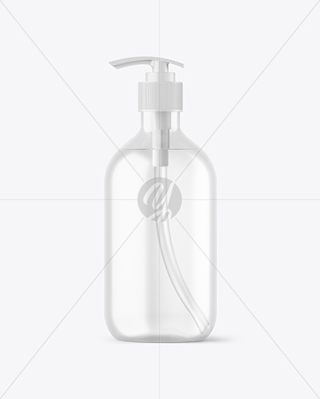 Clear Cosmetic Bottle with Pump Mockup Clear Cosmetic Bottle with Pump Mockup