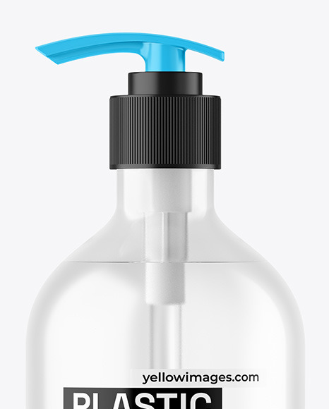 Clear Cosmetic Bottle with Pump Mockup Clear Cosmetic Bottle with Pump Mockup