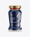 120g Glass Jar in Shrink Sleeve with Tomato Sauce Mockup