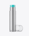 Opened Metallic Lip Balm Tube With Transparent Cap Mockup