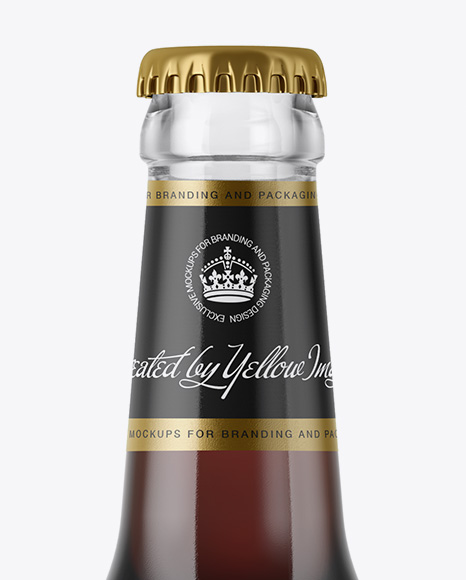 330ml Clear Glass Bottle with Brown Ale Mockup