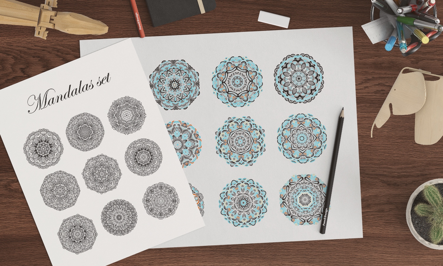 Hand-drawn mandalas set Hand-drawn mandalas set