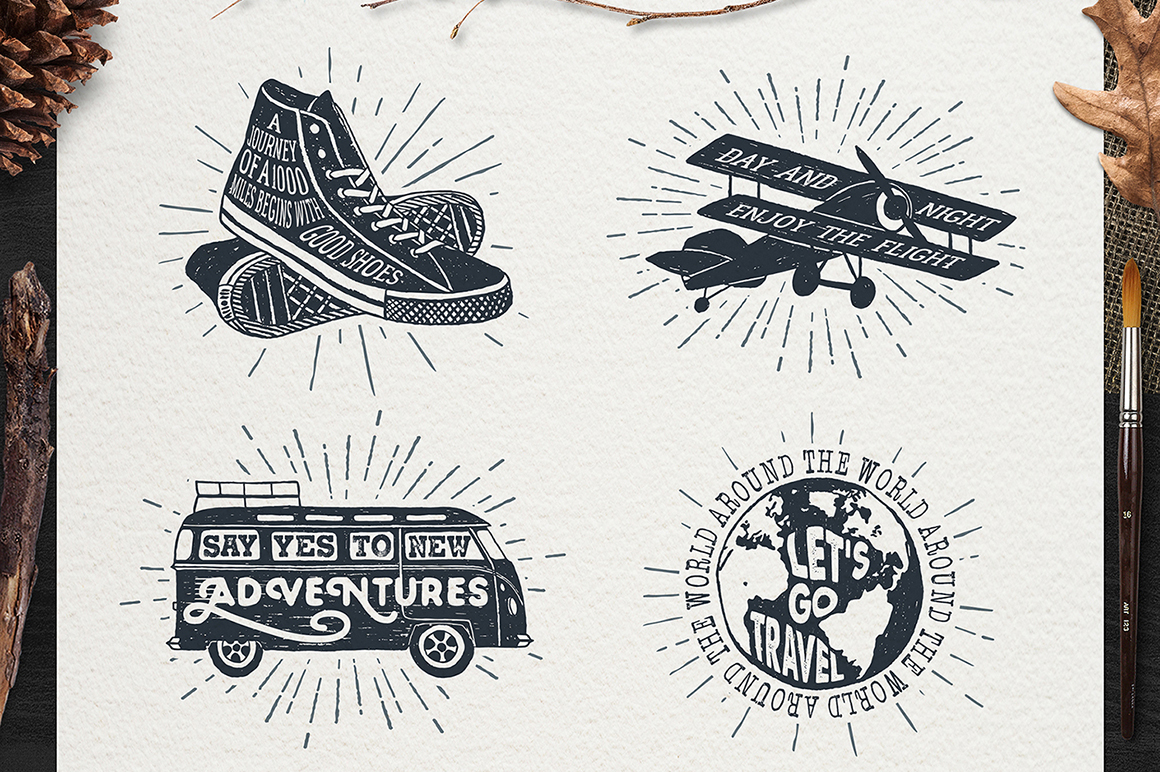 Adventure. Hand Drawn Vintage Badges (part 1)