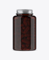 Amber Plastic Bottle With Pills Mockup