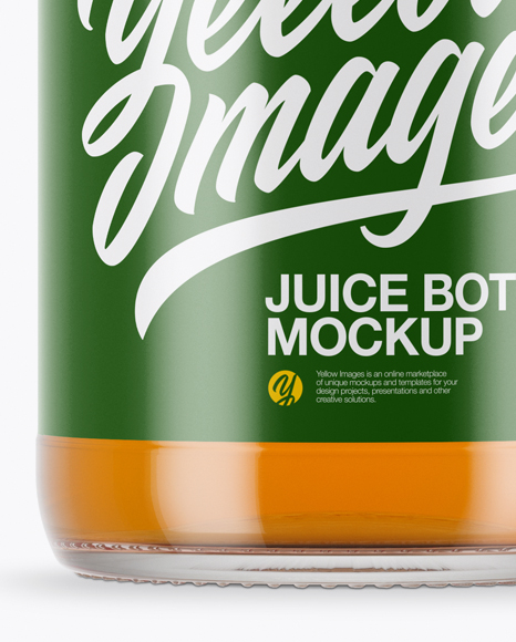 Clear Glass Red Apple Juice Bottle Mockup