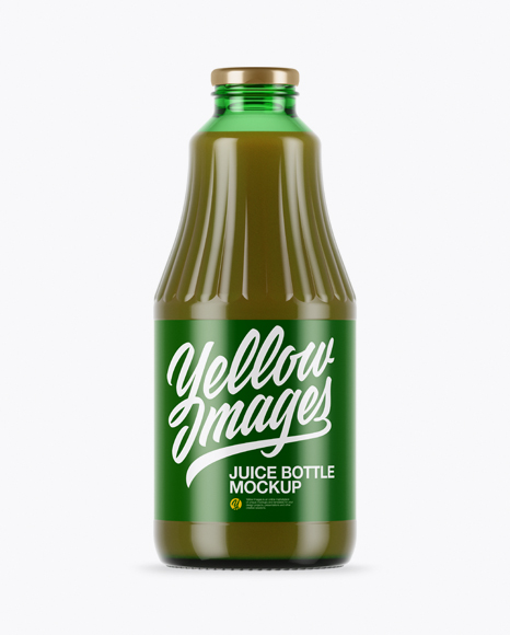 Green Glass Juice Bottle Mockup