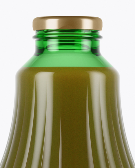 Green Glass Juice Bottle Mockup