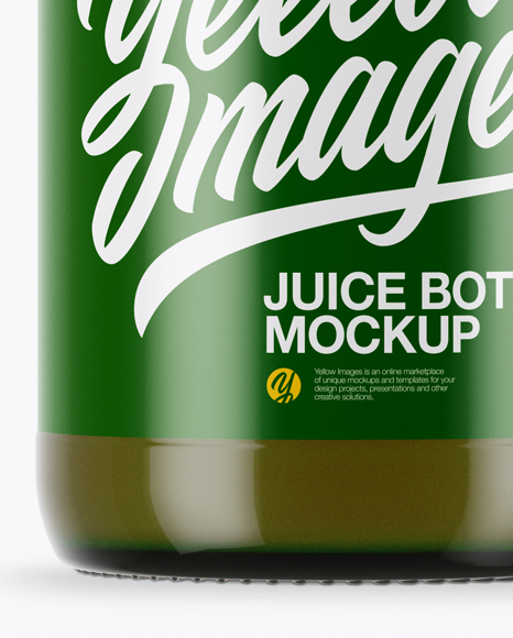 Green Glass Juice Bottle Mockup